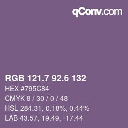 カラーコード: RGB 121.7 92.6 132 | qconv.com