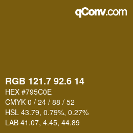 カラーコード: RGB 121.7 92.6 14 | qconv.com