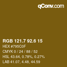 カラーコード: RGB 121.7 92.6 15 | qconv.com