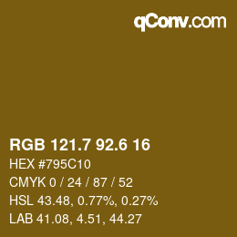 カラーコード: RGB 121.7 92.6 16 | qconv.com