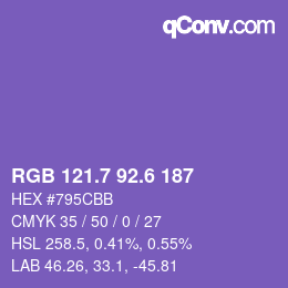 カラーコード: RGB 121.7 92.6 187 | qconv.com
