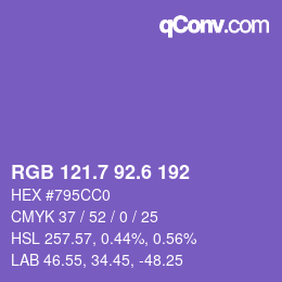 カラーコード: RGB 121.7 92.6 192 | qconv.com