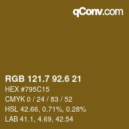 カラーコード: RGB 121.7 92.6 21 | qconv.com