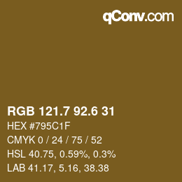 カラーコード: RGB 121.7 92.6 31 | qconv.com
