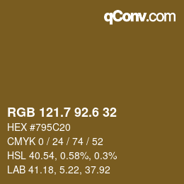 カラーコード: RGB 121.7 92.6 32 | qconv.com