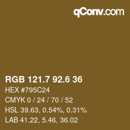 カラーコード: RGB 121.7 92.6 36 | qconv.com