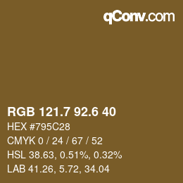 カラーコード: RGB 121.7 92.6 40 | qconv.com