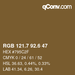 カラーコード: RGB 121.7 92.6 47 | qconv.com