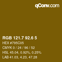 カラーコード: RGB 121.7 92.6 5 | qconv.com