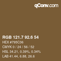 カラーコード: RGB 121.7 92.6 54 | qconv.com