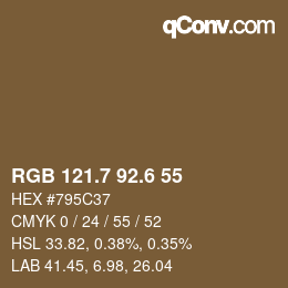 カラーコード: RGB 121.7 92.6 55 | qconv.com