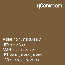 カラーコード: RGB 121.7 92.6 57 | qconv.com