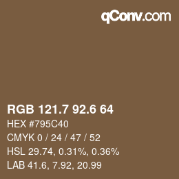 カラーコード: RGB 121.7 92.6 64 | qconv.com