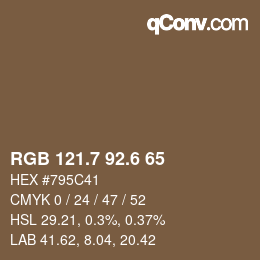 カラーコード: RGB 121.7 92.6 65 | qconv.com