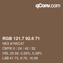 カラーコード: RGB 121.7 92.6 71 | qconv.com