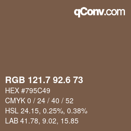 カラーコード: RGB 121.7 92.6 73 | qconv.com