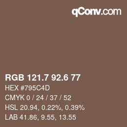 カラーコード: RGB 121.7 92.6 77 | qconv.com