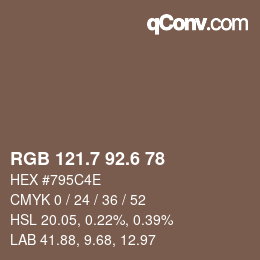 カラーコード: RGB 121.7 92.6 78 | qconv.com