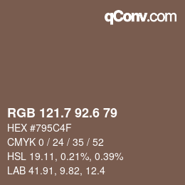 カラーコード: RGB 121.7 92.6 79 | qconv.com