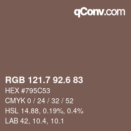 カラーコード: RGB 121.7 92.6 83 | qconv.com