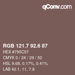 カラーコード: RGB 121.7 92.6 87 | qconv.com