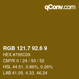 カラーコード: RGB 121.7 92.6 9 | qconv.com