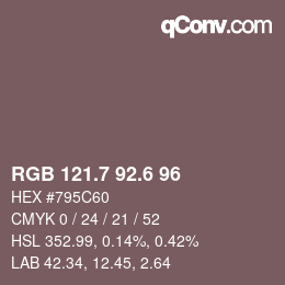カラーコード: RGB 121.7 92.6 96 | qconv.com