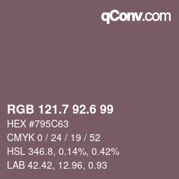 カラーコード: RGB 121.7 92.6 99 | qconv.com