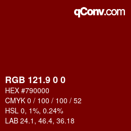 カラーコード: RGB 121.9 0 0 | qconv.com