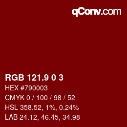カラーコード: RGB 121.9 0 3 | qconv.com
