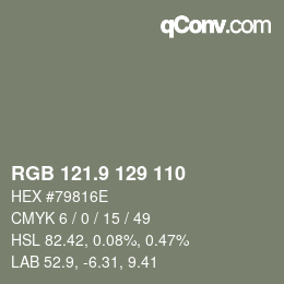 Color code: RGB 121.9 129 110 | qconv.com