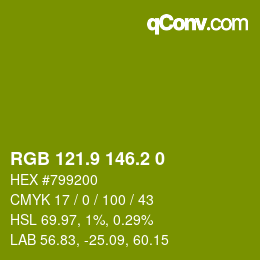 カラーコード: RGB 121.9 146.2 0 | qconv.com