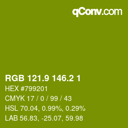 カラーコード: RGB 121.9 146.2 1 | qconv.com