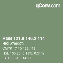 カラーコード: RGB 121.9 146.2 114 | qconv.com