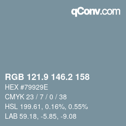 Color code: RGB 121.9 146.2 158 | qconv.com