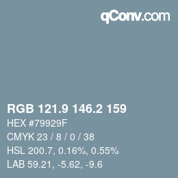 カラーコード: RGB 121.9 146.2 159 | qconv.com