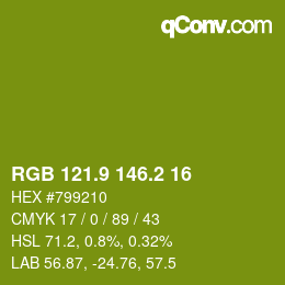 カラーコード: RGB 121.9 146.2 16 | qconv.com