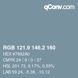 カラーコード: RGB 121.9 146.2 160 | qconv.com