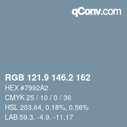 カラーコード: RGB 121.9 146.2 162 | qconv.com