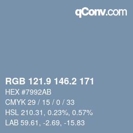 カラーコード: RGB 121.9 146.2 171 | qconv.com