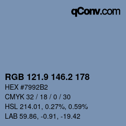 Color code: RGB 121.9 146.2 178 | qconv.com