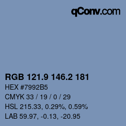 カラーコード: RGB 121.9 146.2 181 | qconv.com