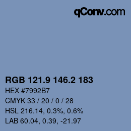 カラーコード: RGB 121.9 146.2 183 | qconv.com