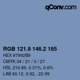 カラーコード: RGB 121.9 146.2 185 | qconv.com