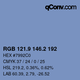 Color code: RGB 121.9 146.2 192 | qconv.com