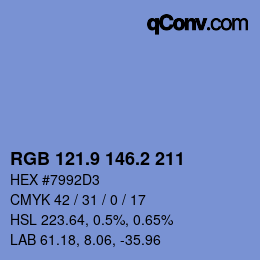 Color code: RGB 121.9 146.2 211 | qconv.com