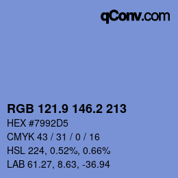 Color code: RGB 121.9 146.2 213 | qconv.com