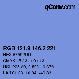 カラーコード: RGB 121.9 146.2 221 | qconv.com