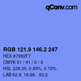 カラーコード: RGB 121.9 146.2 247 | qconv.com