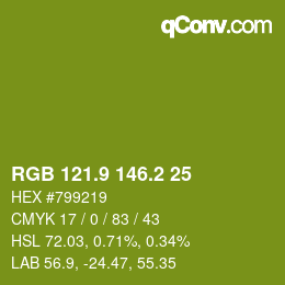 カラーコード: RGB 121.9 146.2 25 | qconv.com